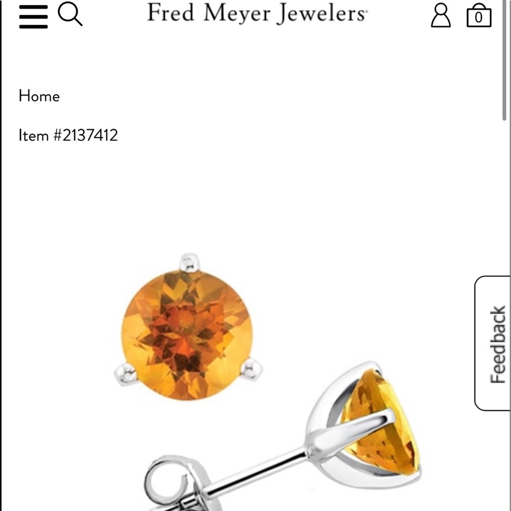 Citrine Studs Sterling Silver Genuine NWOT